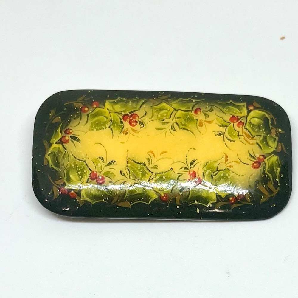 Vintage Russian Hand Painted Brooch